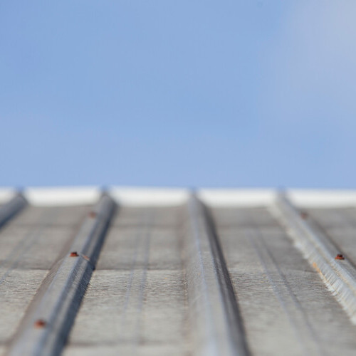 Close up of corrugated metal roofing material 