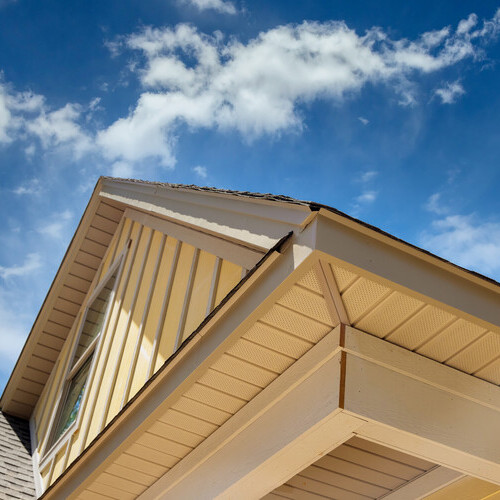 view from beneath of the soffit on a home
