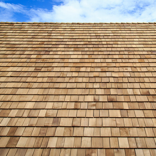 a roof with synthetic shingles