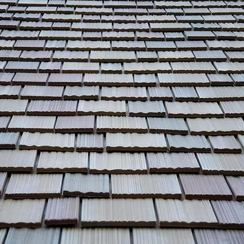 close-up of a synthetic wood roof